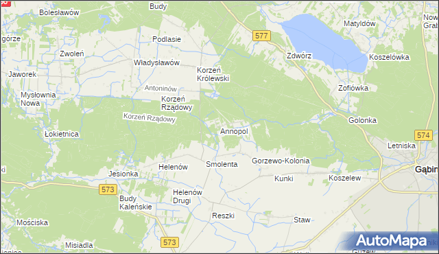 mapa Annopol gmina Szczawin Kościelny, Annopol gmina Szczawin Kościelny na mapie Targeo