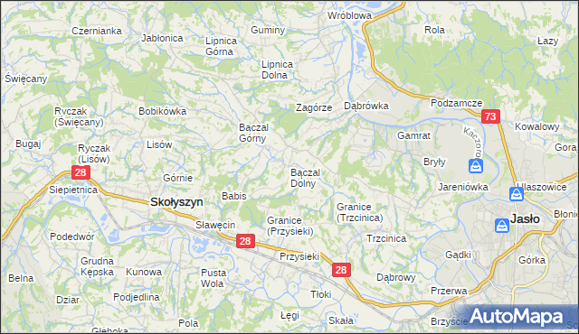 mapa Bączal Dolny, Bączal Dolny na mapie Targeo