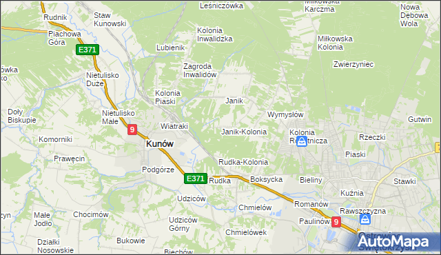 mapa Janik-Kolonia, Janik-Kolonia na mapie Targeo