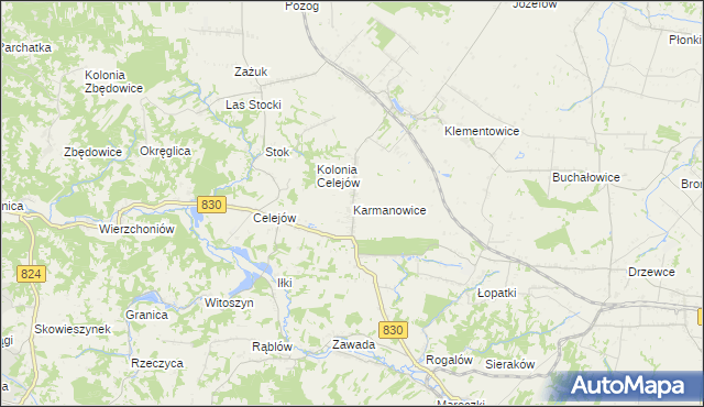 mapa Karmanowice, Karmanowice na mapie Targeo