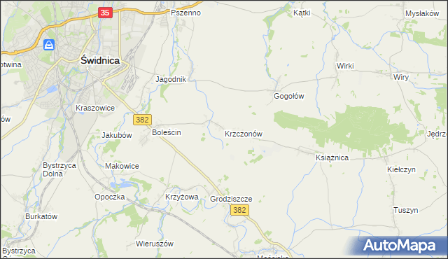 mapa Krzczonów gmina Świdnica, Krzczonów gmina Świdnica na mapie Targeo