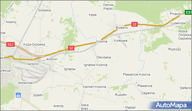 mapa Olenówka, Olenówka na mapie Targeo