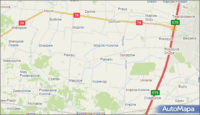 mapa Piekarki, Piekarki na mapie Targeo