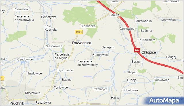 mapa Rudołowice, Rudołowice na mapie Targeo