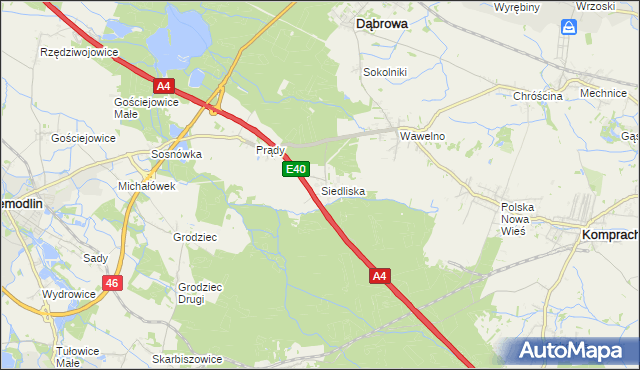 mapa Siedliska gmina Dąbrowa, Siedliska gmina Dąbrowa na mapie Targeo