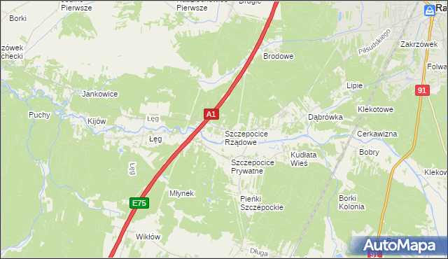 mapa Szczepocice Rządowe, Szczepocice Rządowe na mapie Targeo