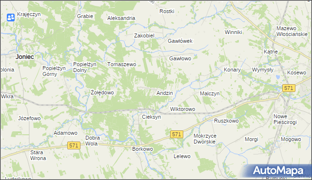 mapa Andzin, Andzin na mapie Targeo