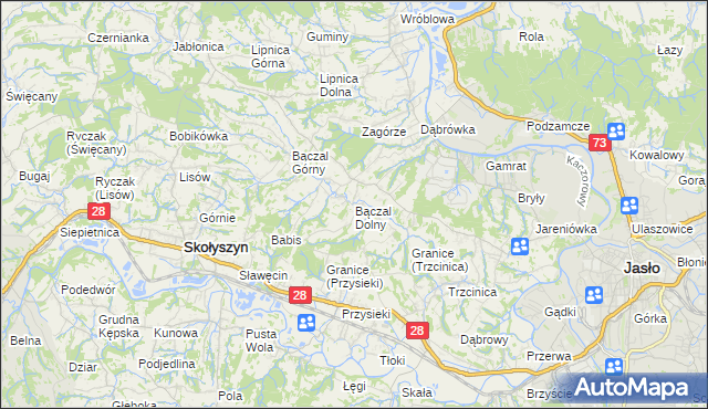 mapa Bączal Dolny, Bączal Dolny na mapie Targeo