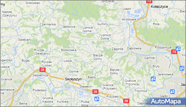 mapa Bączal Górny, Bączal Górny na mapie Targeo