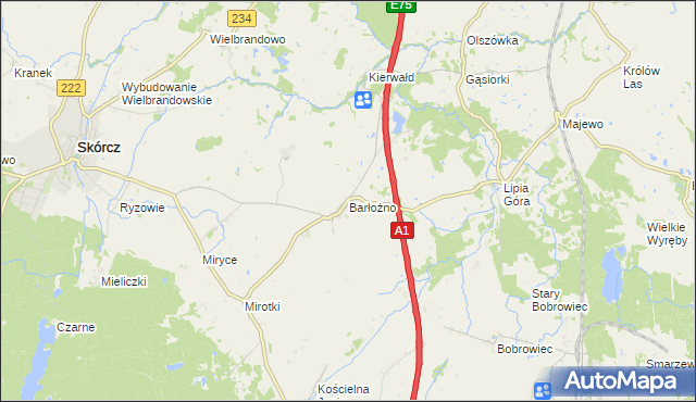 mapa Barłożno, Barłożno na mapie Targeo