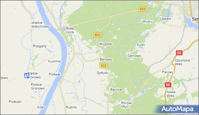 mapa Benowo, Benowo na mapie Targeo