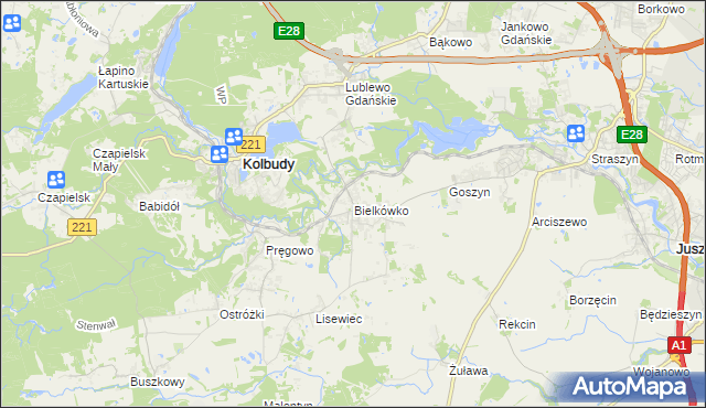 mapa Bielkówko, Bielkówko na mapie Targeo