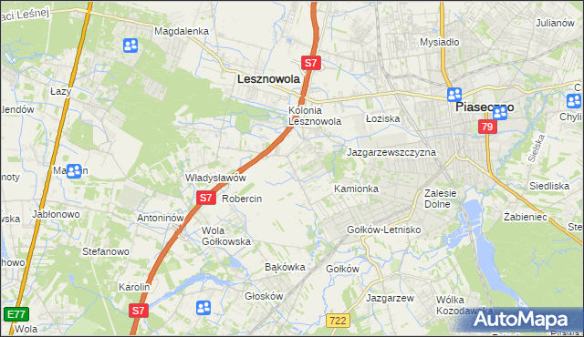 mapa Bobrowiec gmina Piaseczno, Bobrowiec gmina Piaseczno na mapie Targeo