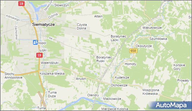 mapa Boratyniec Ruski, Boratyniec Ruski na mapie Targeo