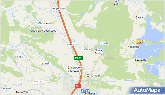 mapa Borek gmina Żmigród, Borek gmina Żmigród na mapie Targeo