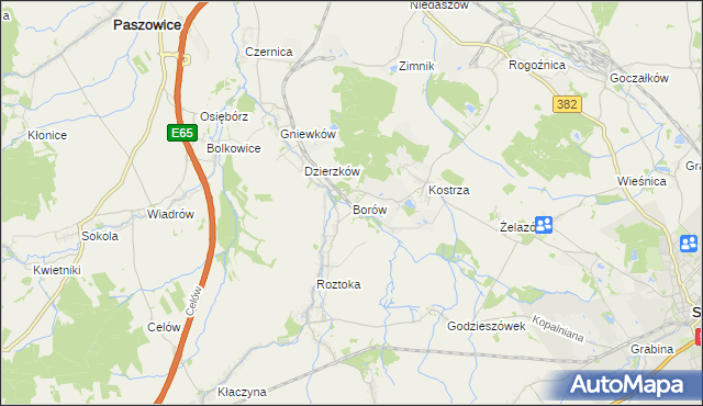 mapa Borów gmina Dobromierz, Borów gmina Dobromierz na mapie Targeo