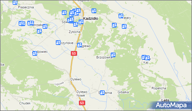 mapa Brzozówka gmina Kadzidło, Brzozówka gmina Kadzidło na mapie Targeo