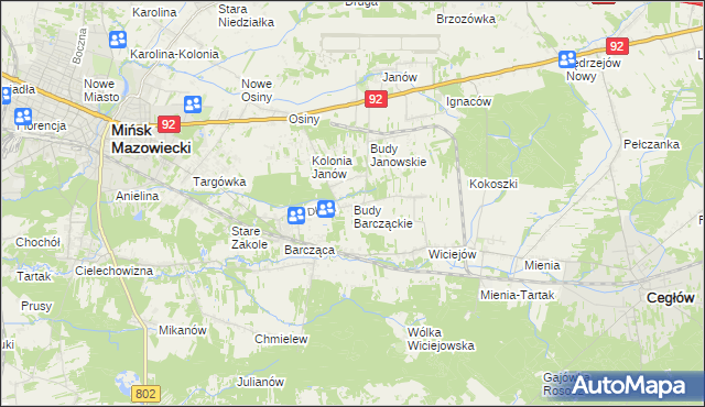 mapa Budy Barcząckie, Budy Barcząckie na mapie Targeo