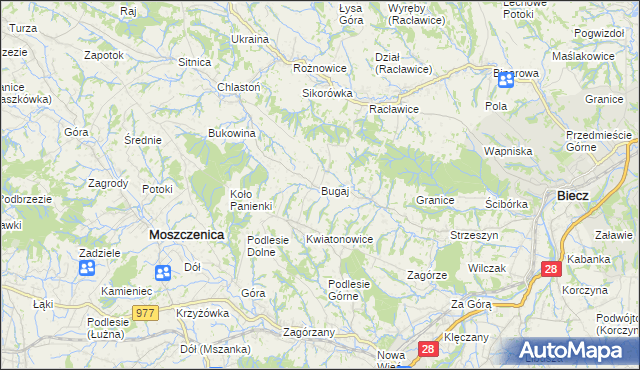 mapa Bugaj gmina Biecz, Bugaj gmina Biecz na mapie Targeo