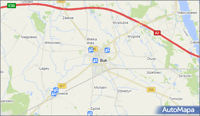 mapa Buk powiat poznański, Buk powiat poznański na mapie Targeo