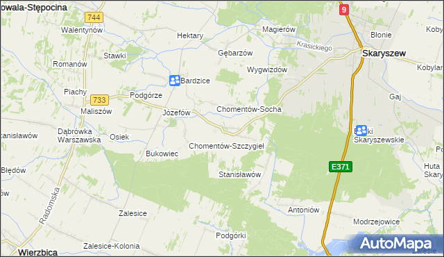 mapa Chomentów-Puszcz, Chomentów-Puszcz na mapie Targeo