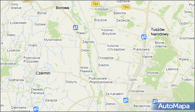 mapa Chrząstów gmina Mielec, Chrząstów gmina Mielec na mapie Targeo