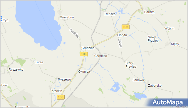 mapa Czernice gmina Pyrzyce, Czernice gmina Pyrzyce na mapie Targeo