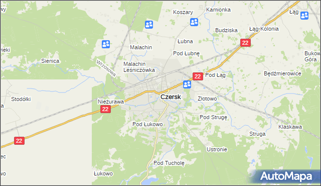 mapa Czersk powiat chojnicki, Czersk powiat chojnicki na mapie Targeo