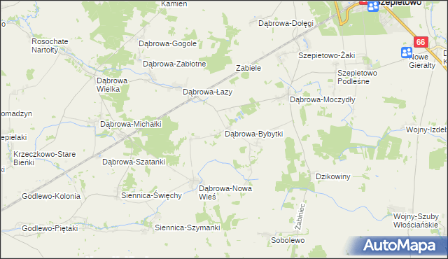 mapa Dąbrowa-Bybytki, Dąbrowa-Bybytki na mapie Targeo
