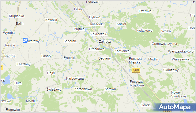 mapa Dębiany gmina Rypin, Dębiany gmina Rypin na mapie Targeo