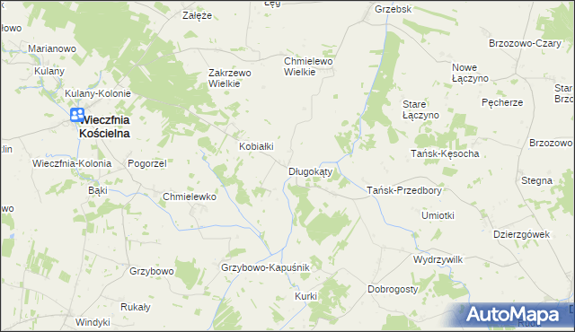 mapa Długokąty gmina Wieczfnia Kościelna, Długokąty gmina Wieczfnia Kościelna na mapie Targeo