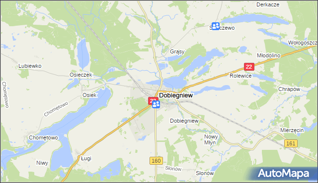 mapa Dobiegniew powiat strzelecko-drezdenecki, Dobiegniew powiat strzelecko-drezdenecki na mapie Targeo