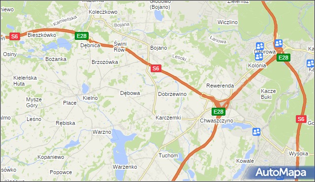 mapa Dobrzewino, Dobrzewino na mapie Targeo