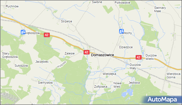 mapa Domaszowice powiat namysłowski, Domaszowice powiat namysłowski na mapie Targeo