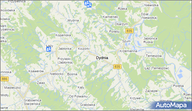 mapa Dydnia, Dydnia na mapie Targeo