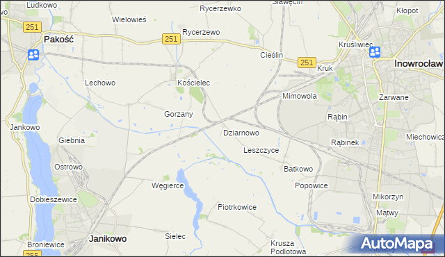 mapa Dziarnowo gmina Pakość, Dziarnowo gmina Pakość na mapie Targeo
