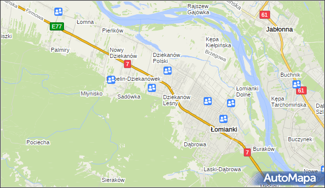 mapa Dziekanów Leśny, Dziekanów Leśny na mapie Targeo