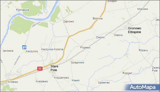 mapa Fiszewo gmina Gronowo Elbląskie, Fiszewo gmina Gronowo Elbląskie na mapie Targeo