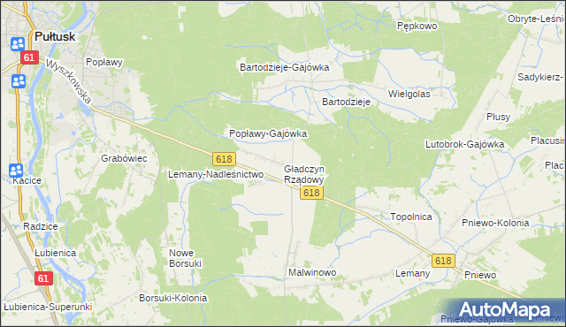 mapa Gładczyn Rządowy, Gładczyn Rządowy na mapie Targeo