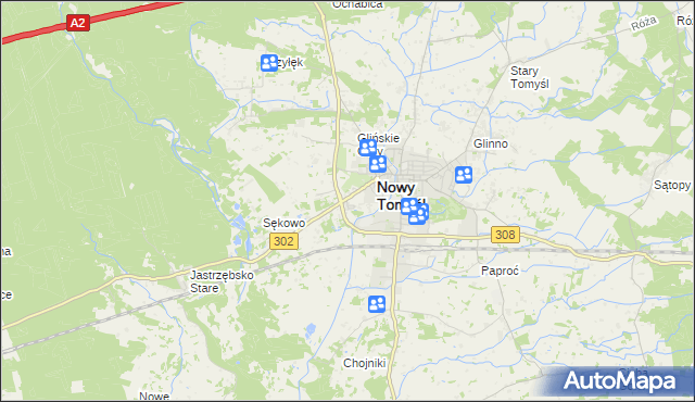 mapa Glinno gmina Nowy Tomyśl, Glinno gmina Nowy Tomyśl na mapie Targeo