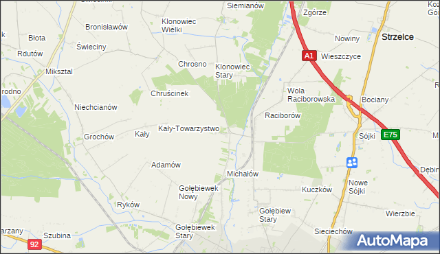 mapa Głogowiec gmina Kutno, Głogowiec gmina Kutno na mapie Targeo