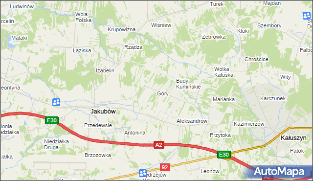 mapa Góry gmina Jakubów, Góry gmina Jakubów na mapie Targeo