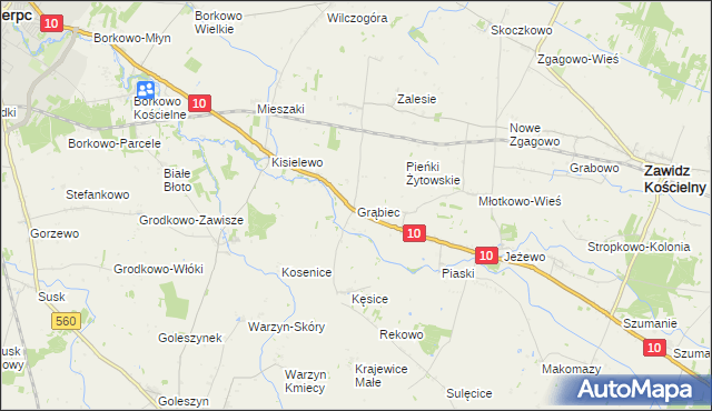 mapa Grąbiec, Grąbiec na mapie Targeo