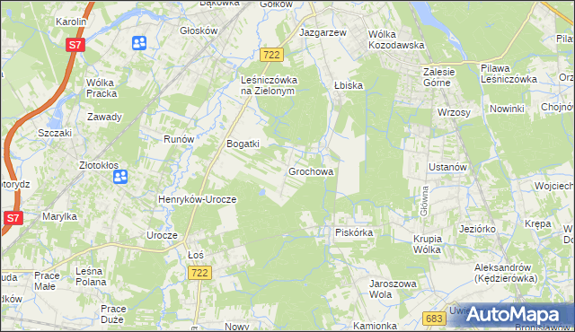 mapa Grochowa gmina Piaseczno, Grochowa gmina Piaseczno na mapie Targeo