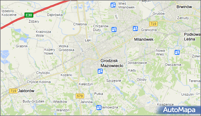 mapa Grodzisk Mazowiecki, Grodzisk Mazowiecki na mapie Targeo