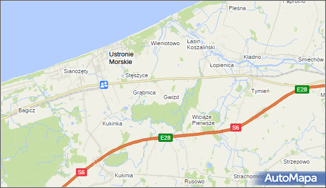 mapa Gwizd, Gwizd na mapie Targeo