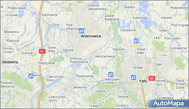 mapa Hecznarowice, Hecznarowice na mapie Targeo