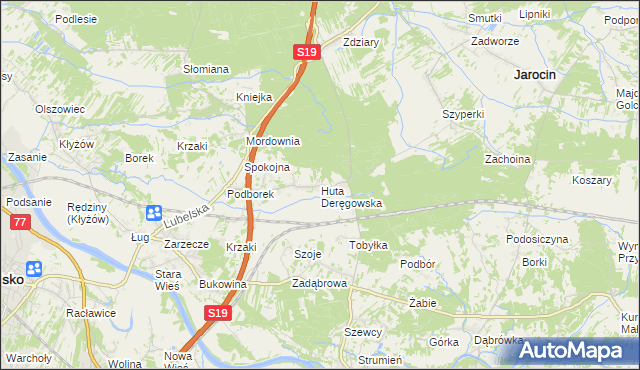 mapa Huta Deręgowska, Huta Deręgowska na mapie Targeo