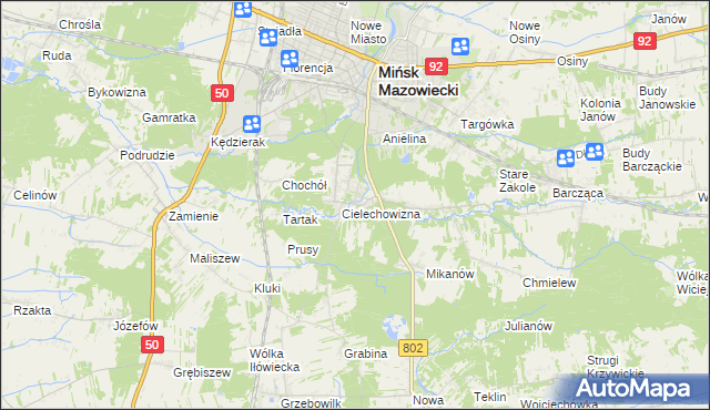 mapa Huta Mińska, Huta Mińska na mapie Targeo