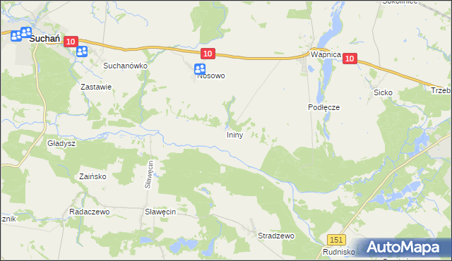 mapa Ininy, Ininy na mapie Targeo